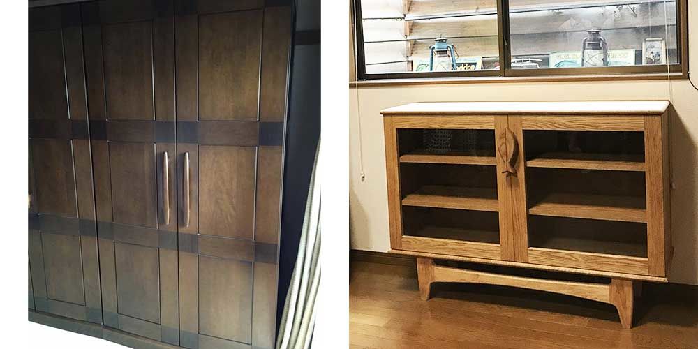 婚礼タンスをお魚取っ手の脚付きリビングボードにリメイク 家具リメイク事例：R066 Before&After
