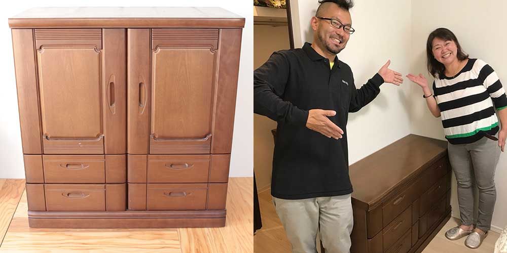 婚礼家具の和タンスをナイトテーブル兼チェストにリメイク