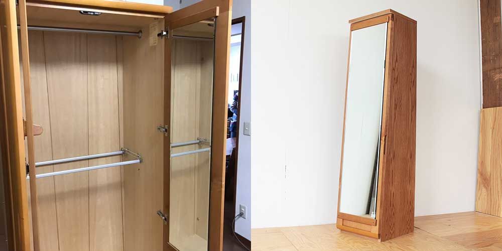 洋服タンス扉裏面の鏡を前面に出して収納付きミラーにリメイク 家具リメイク事例:R124 Before&After
