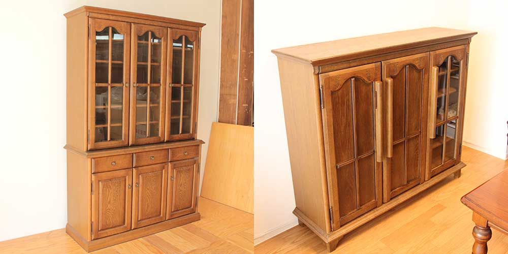 ガラス扉のカップボードを低くしてキャビネットに 家具リメイク事例:R228 Before&after