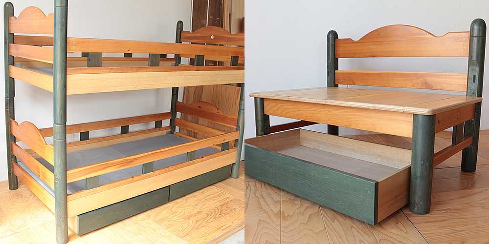 木製2段ベッドの部材だけを使ってベンチに 家具リメイク事例:R230 Before&after