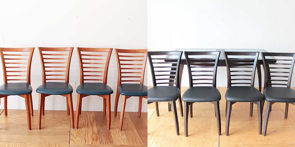 カリガリス製ダイニングチェアの色変え再塗装 家具リメイク事例:R235 Before&After