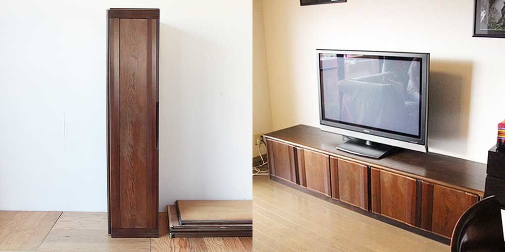R0238：婚礼家具クローゼットの扉を生かしテレビボードにリメイクのイメージ