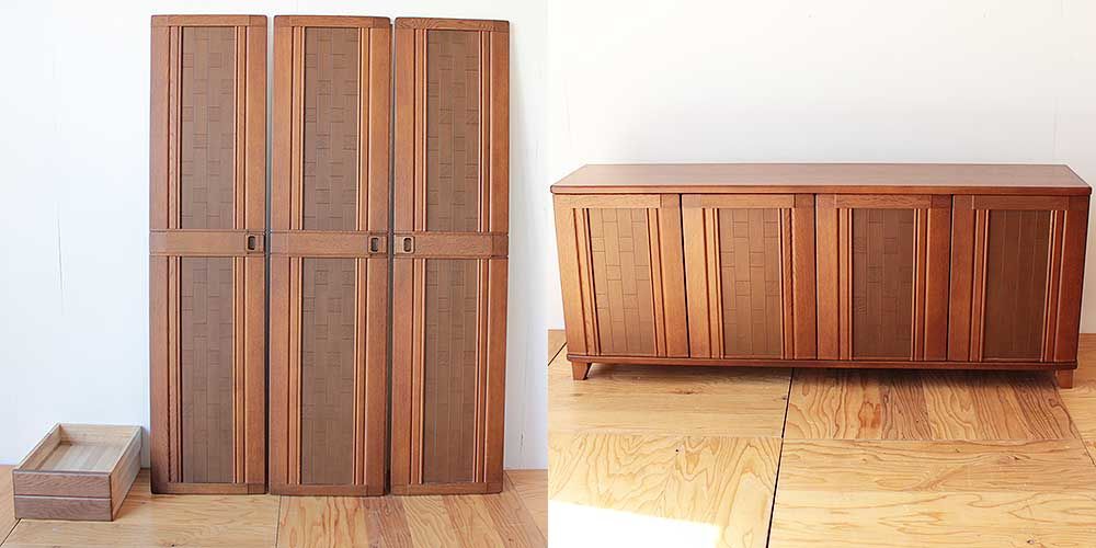 婚礼家具3枚扉クローゼットをリビングボードにリメイク 家具リメイク事例:R270 Before&after