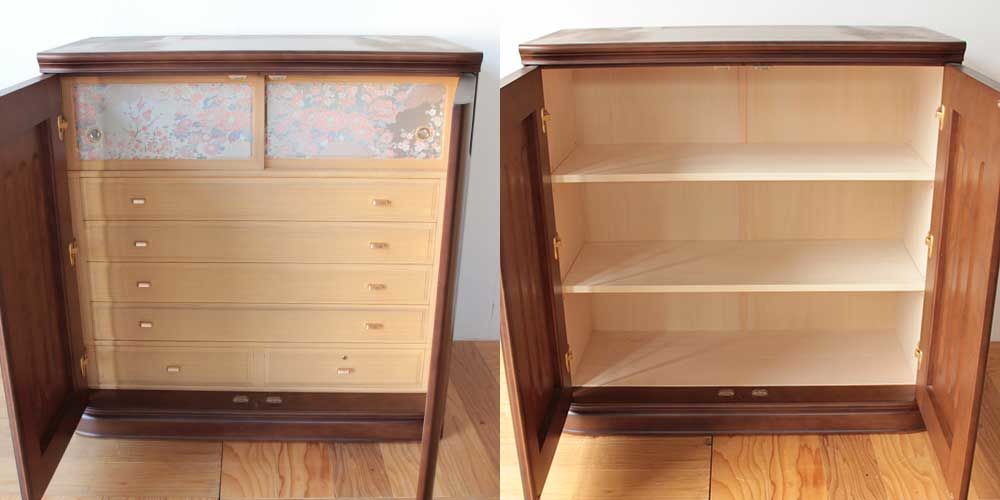 婚礼家具和箪笥をキャビネットへリメイク 家具リメイク事例:R277 Before&after