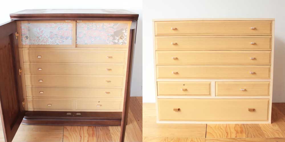 婚礼家具和箪笥を押し入れに収まるコンパクトサイズにリメイク 家具リメイク事例:R278 Before&after