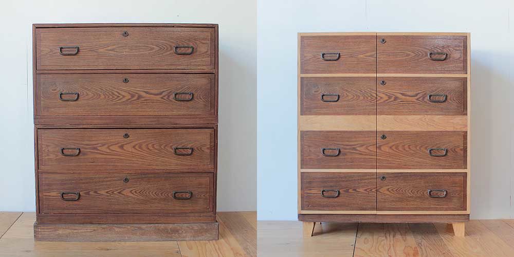 和ダンスを開き扉キャビネットにリメイク 家具リメイク事例:R282 Before&after
