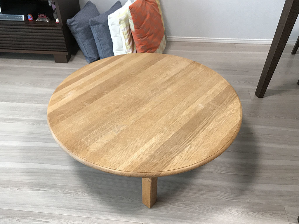 ダイニングテーブルへのリメイクをご依頼いただいたナラ材のちゃぶ台