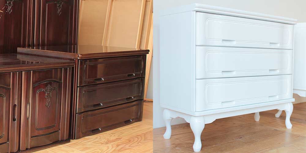 婚礼家具整理箪笥をホワイト猫脚チェストへリメイク 家具リメイク事例:R289 Before&after