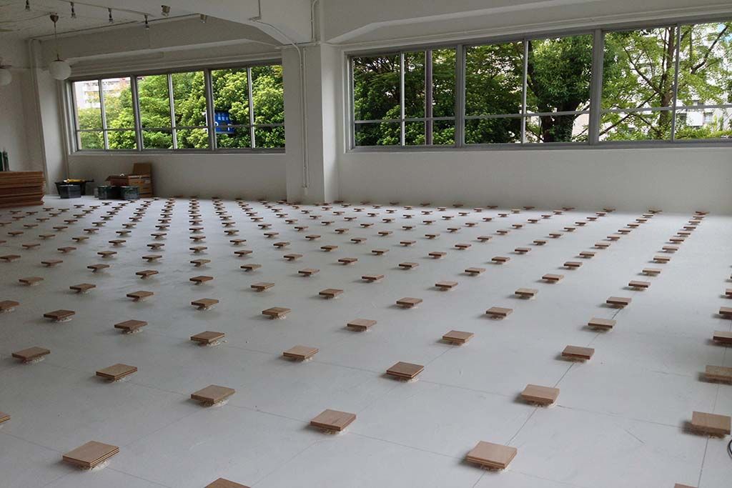 靱本町のパークサイドにある素敵なオフィスのフロア施工