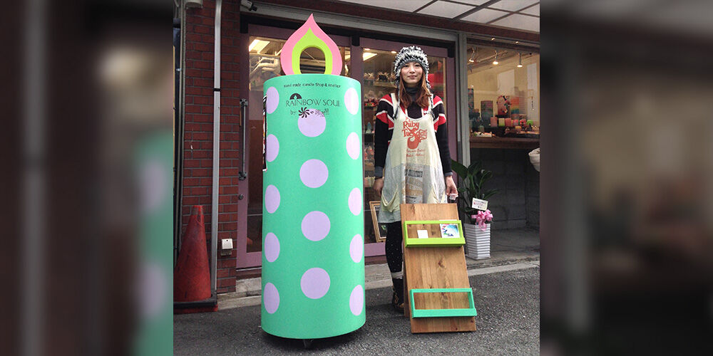 M0023:キャンドル型顔ハメパネル付き置き看板＆チラシ立てを製作のイメージ