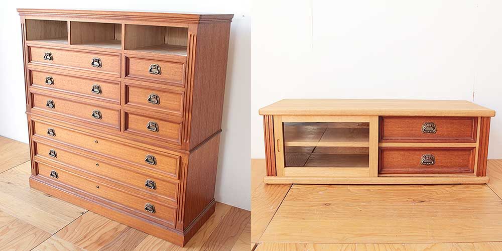 婚礼家具整理箪笥からオーク材テレビボードにリメイク 家具リメイク事例:R312 Before&after