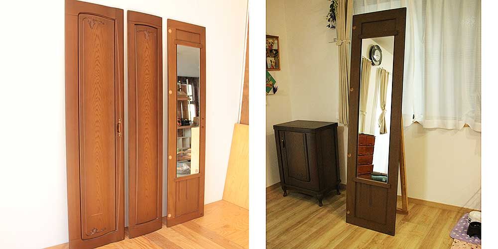 婚礼家具クローゼット扉を姿見にリメイク 家具リメイク事例:R315 Before&after