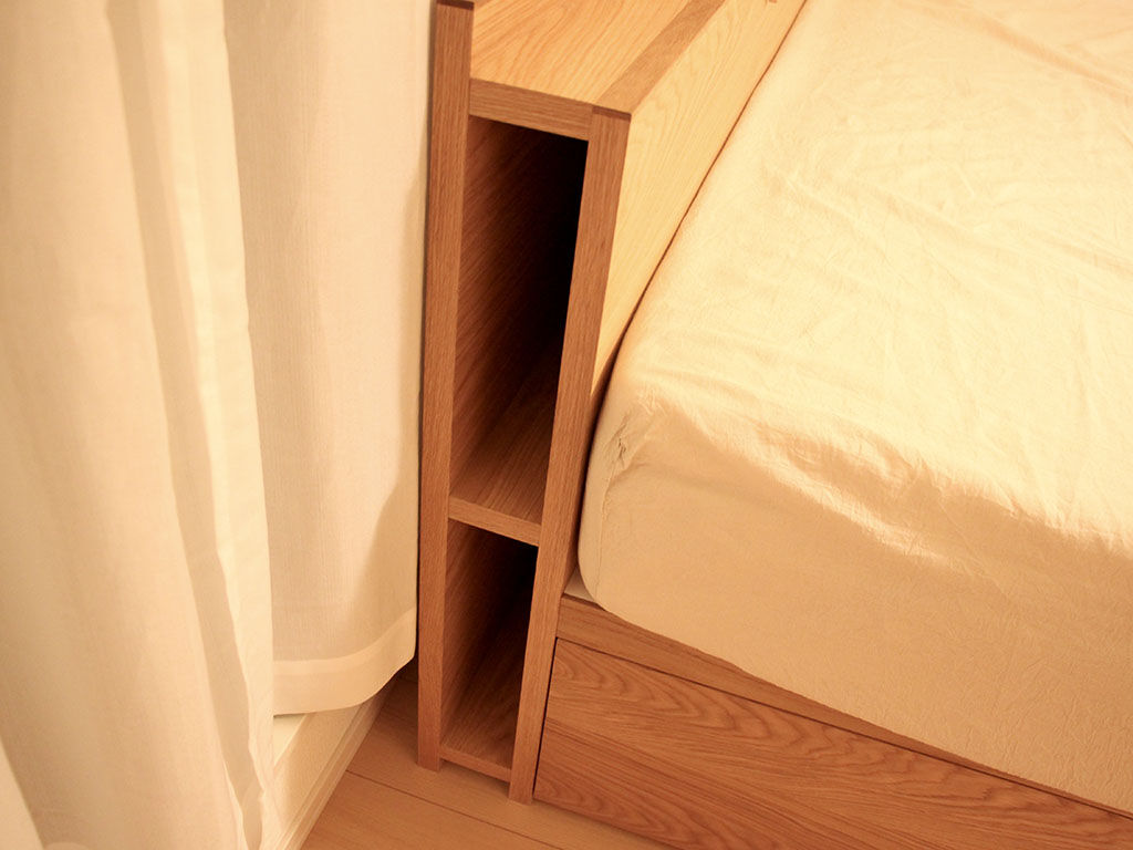 ヘッドボード側面の本棚