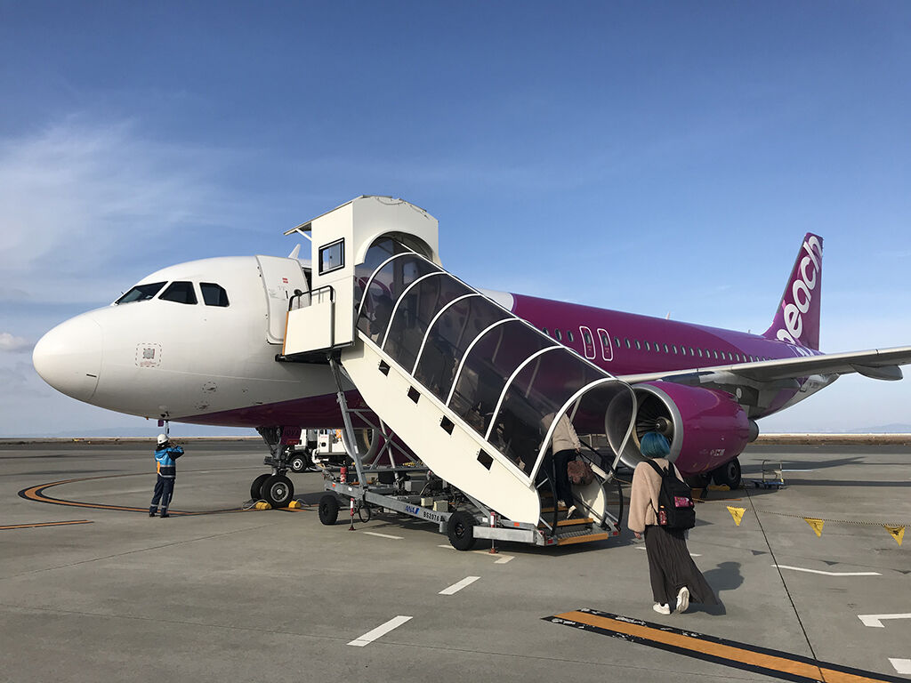 飛行機で奄美大島のお客様のもとへ