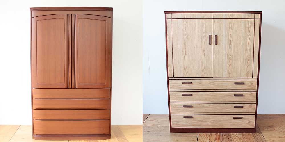 重厚な婚礼タンスを軽やかにリメイク 家具リメイク事例:R320 befor&after