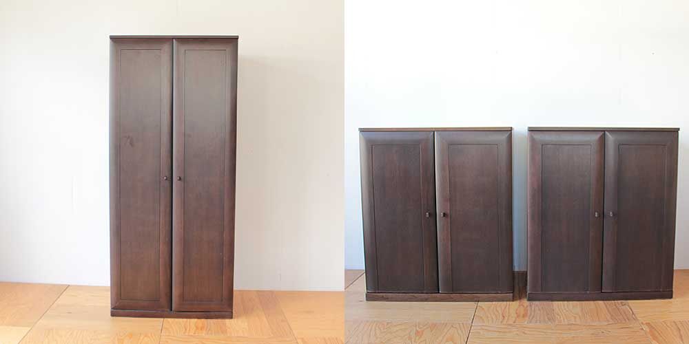 2枚扉のタンスを上下に分割してそっくりそのままリメイク 家具リメイク事例:R321 befor&after