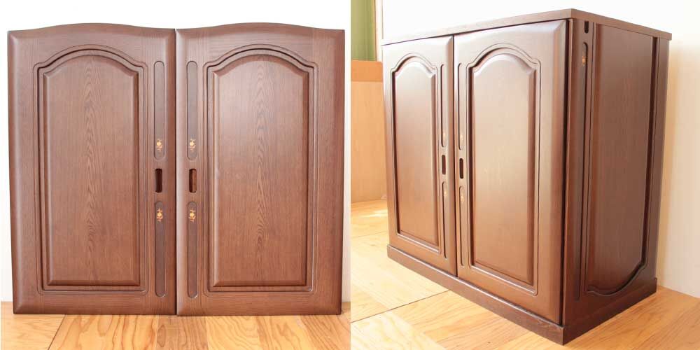 洋服タンスの扉を側板に活かし和タンスを棚板式にリメイク 家具リメイク事例:R323 before&after