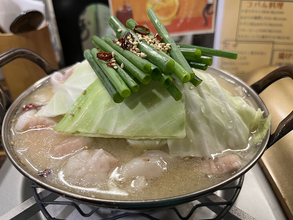 博多名物もつ鍋のアップ