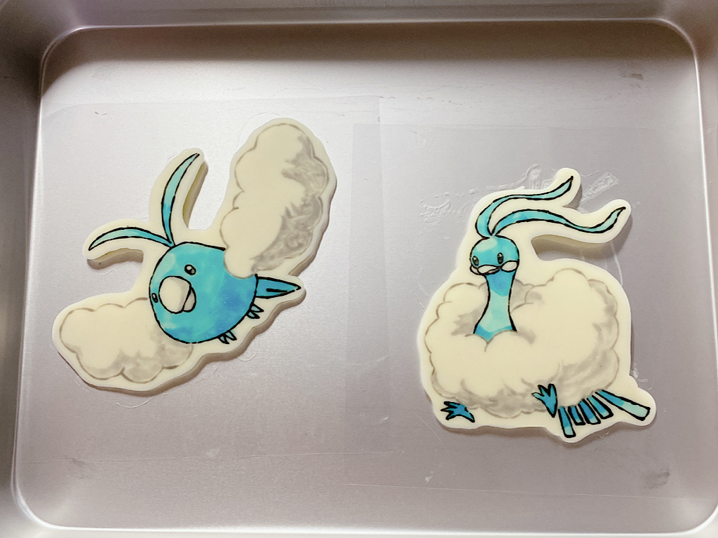 影などで、濃淡があるイラストで作ったポケモンのチョコ
