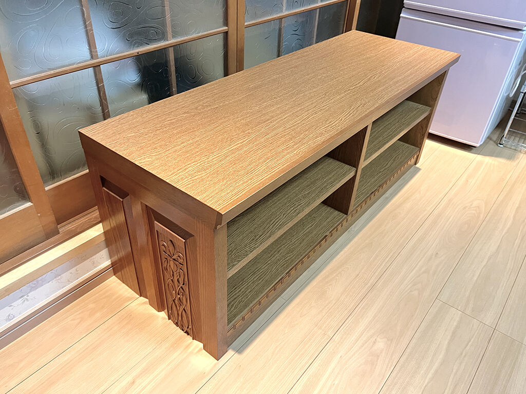 お客様のご新居に納品した婚礼タンスからリメイクしたテレビボード