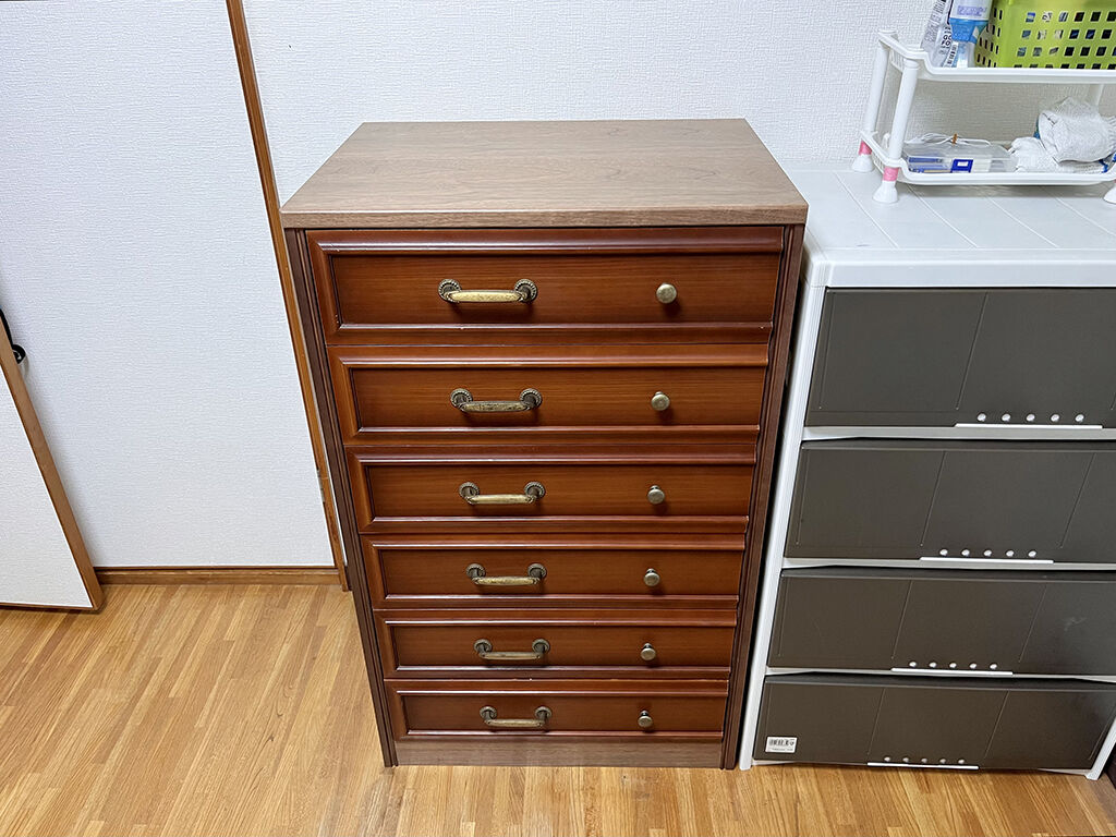 お客様のご自宅に納品した婚礼タンスからリメイクした6段チェスト