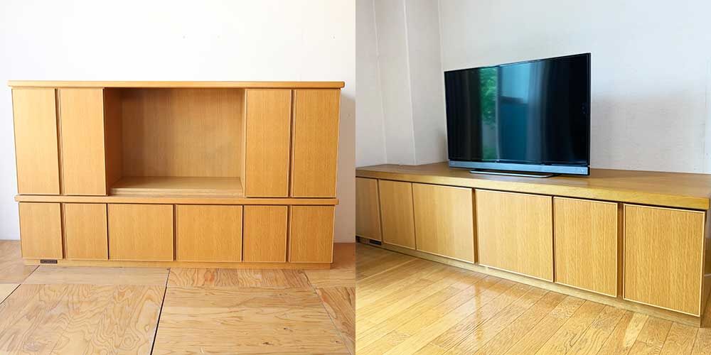 R0424:大きなテレビ台の下部を開放感のあるテレビ台へとリメイクのイメージ