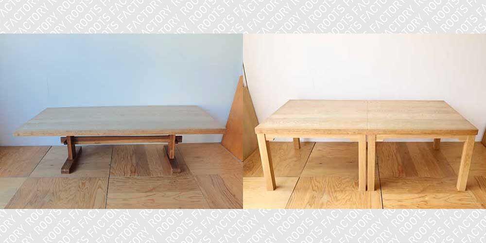 R0464:高さやサイズを揃えてダイニングテーブルを２分割リメイクのイメージ