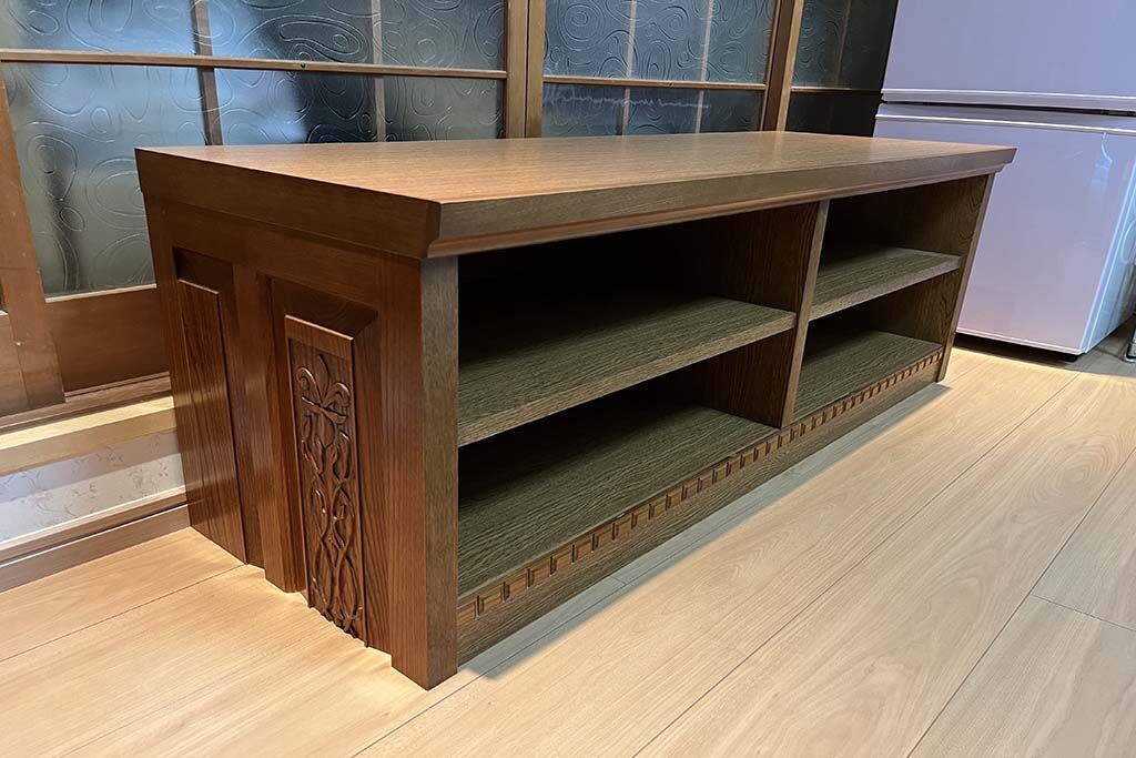 お客様の家に納品されたテレビボード