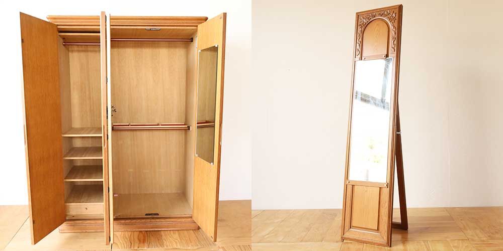 R0925:洋服タンス扉と内部の鏡を活かしスタンドミラーにリメイクのイメージ