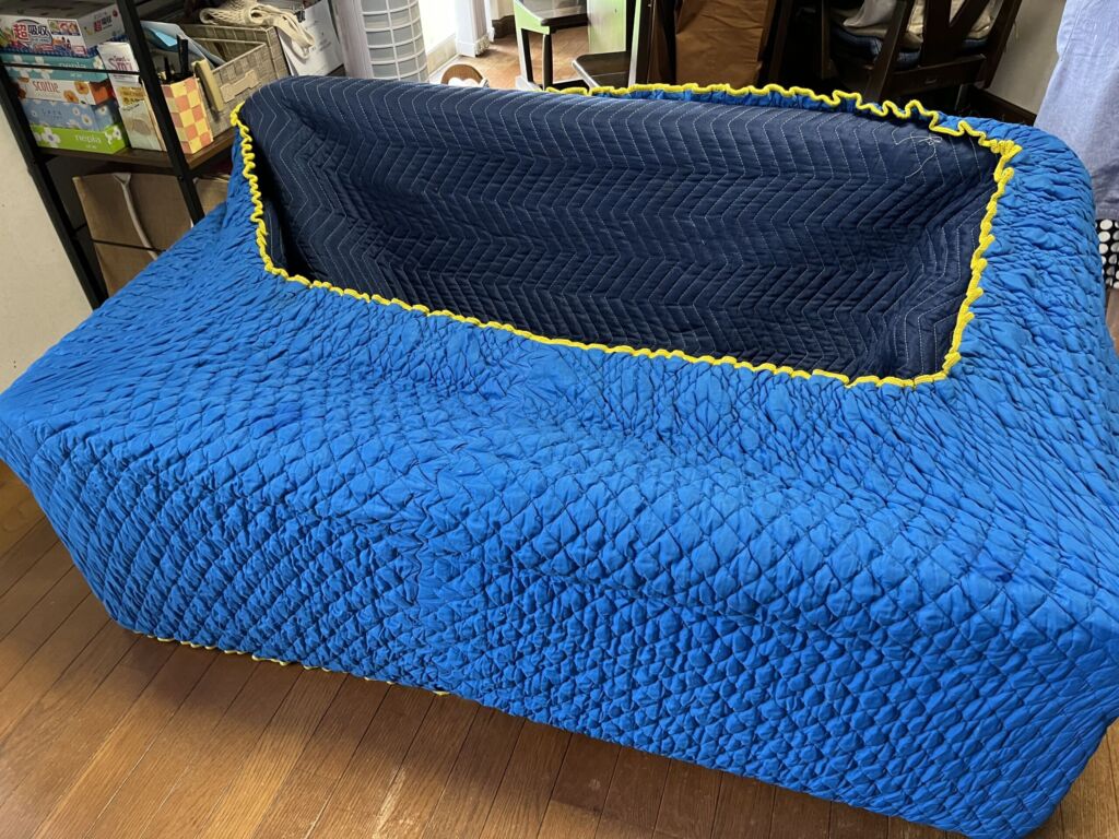 リメイク完成後のソファを納品